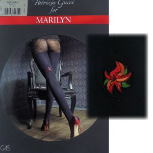 Marilyn Gucci G45 R1/2 Rajstopy kryształki haft black